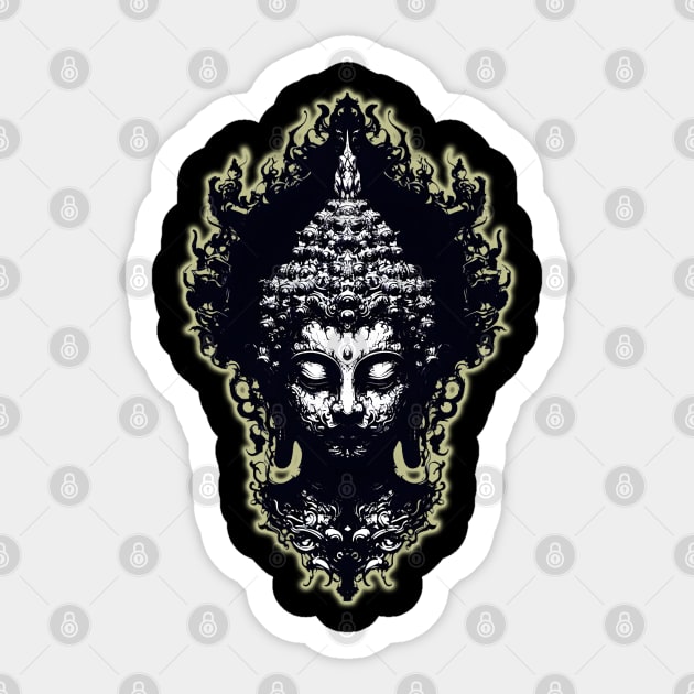 Gothic Buddha Silhouette Sticker by MetalByte